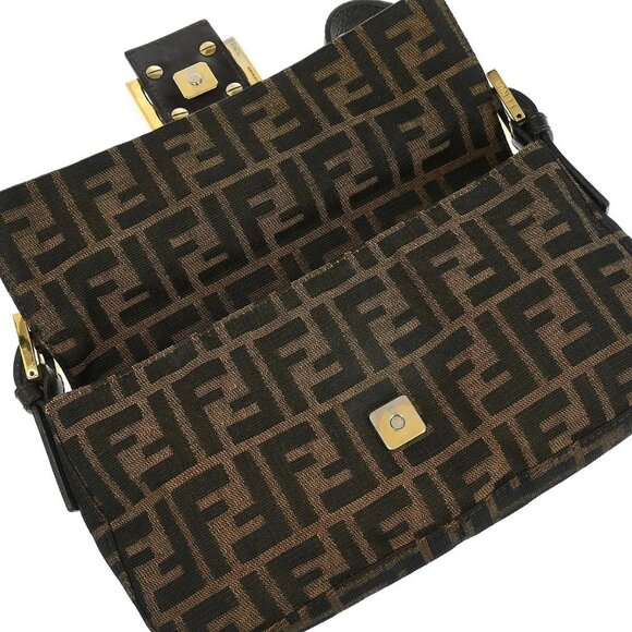 Fendi Brown Canvas Zucca Baguette Handbag 2308-26424-009 145620 - Picture 7 of 10